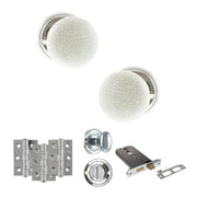 Atlantic Old English Skipton Door Knob Pack (Lock Set - Horizontal Bathlock, 3" Fire Rated Hinges x3)