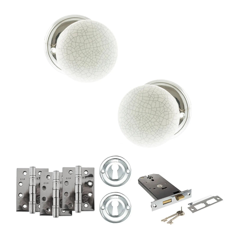 Atlantic Old English Skipton Door Knob Pack (Lock Set - Horizontal Sashlock, 4" Fire Rated Hinges x3)