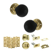 Atlantic Old English Whitby Door Knob Pack (Bathroom Set - 3" Deadbolt, 3" Fire Rated Hinges x3)