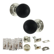 Atlantic Old English Whitby Door Knob Pack (Bathroom Set - 3" Deadbolt, 4" Fire Rated Hinges x3)