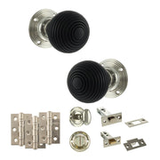Atlantic Old English Whitby Door Knob Pack (Bathroom Set - 4" Deadbolt, 3" Fire Rated Hinges x3)