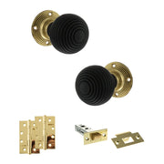 Atlantic Old English Whitby Door Knob Pack (Latch Set - 3" HD Latch, 4" Slim Knuckle Hinges x2)