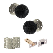 Atlantic Old English Whitby Door Knob Pack (Latch Set - 3" HD Latch, 3" Fire Rated Hinges x3)