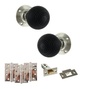 Atlantic Old English Whitby Door Knob Pack (Latch Set - 4" HD Latch, 4" Fire Rated Hinges x3)