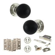 Atlantic Old English Whitby Door Knob Pack (Lock Set - 3" Latch & Deadlock, 3" Fire Rated Hinges x3)