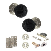 Atlantic Old English Whitby Door Knob Pack (Lock Set - 3" Latch & Deadlock, 4" Slim Knuckle Hinges x2)