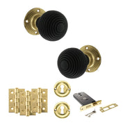 Atlantic Old English Whitby Door Knob Pack (Lock Set - Horizontal Sashlock, 3" Fire Rated Hinges x3)