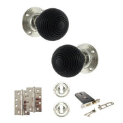 Atlantic Old English Whitby Door Knob Pack (Lock Set - Horizontal Sashlock, 4" Slim Knuckle Hinges x2)