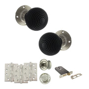 Atlantic Old English Whitby Door Knob Pack (Lock Set - Horizontal Bathlock, 4" Fire Rated Hinges x3)