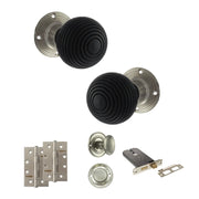 Atlantic Old English Whitby Door Knob Pack (Lock Set - Horizontal Bathlock, 4" Slim Knuckle Hinges x2)