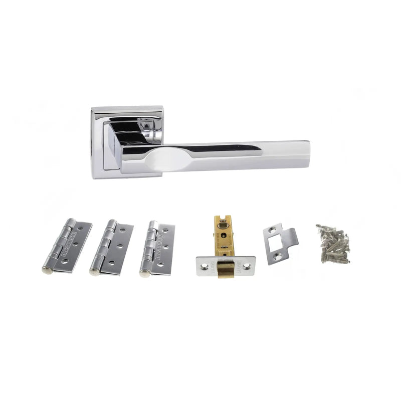 Atlantic STATUS Kansas Door Handle Pack (Latch Set - 2.5" CE Latch, 3" Fire Rated Hinges x3)