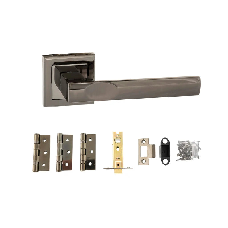 Atlantic STATUS Kansas Door Handle Pack (Latch Set - 3" CE Latch, 3" Fire Rated Hinges x3)