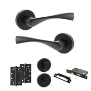 Atlantic Eco Aqua Door Handle Pack (Bathroom Set - 3" CE Bathroom Lock, 4" Slim Knuckle Hinges x2)