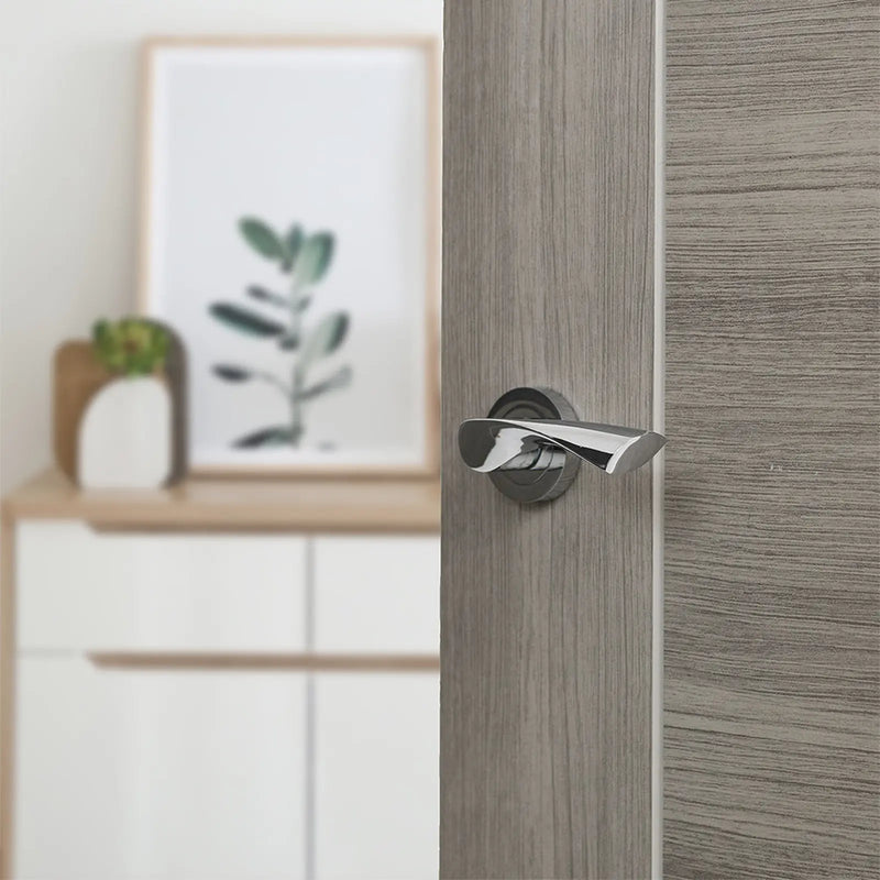Atlantic Eco Aqua Door Handle Pack (Bathroom Set - 3" CE Bathroom Lock, 4" Slim Knuckle Hinges x2)