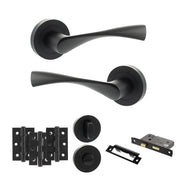 Atlantic Eco Aqua Door Handle Pack (Bathroom Set - 3" CE Bathroom Lock, 3" Fire Rated Hinges x3)