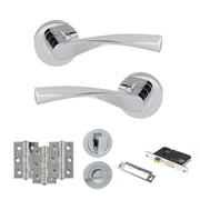 Atlantic Eco Aqua Door Handle Pack (Bathroom Set - 3" CE Bathroom Lock, 3" Fire Rated Hinges x3)