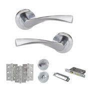 Atlantic Eco Aqua Door Handle Pack (Bathroom Set - 3" CE Bathroom Lock, 3" Fire Rated Hinges x3)