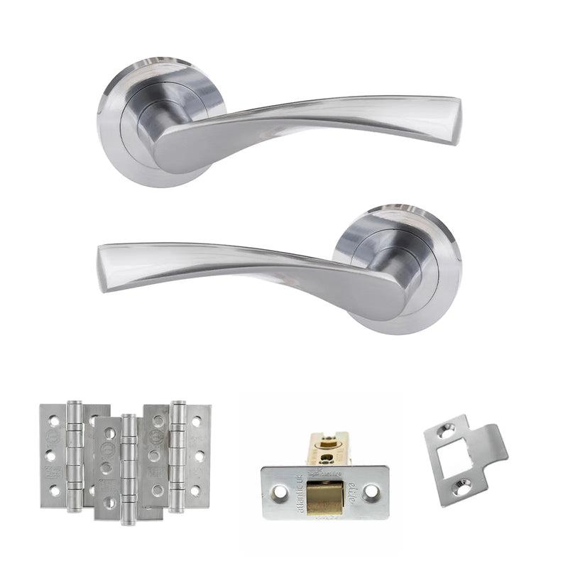 Atlantic Eco Aqua Door Handle Pack (Latch Set - 2.5" CE Latch, 3" Fire Rated Hinges x3)