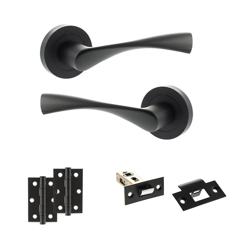 Atlantic Eco Aqua Door Handle Pack (Latch Set - 2.5" Latch, 3" Hinges x2)