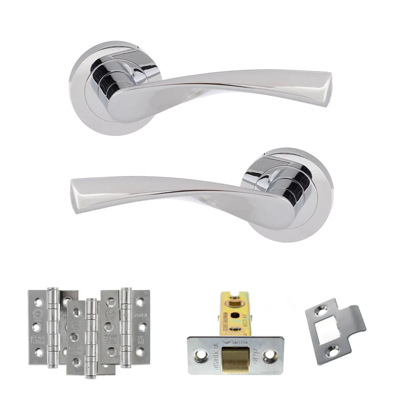 Atlantic Eco Aqua Door Handle Pack (Latch Set - 3" CE Latch, 3" Fire Rated Hinges x3)