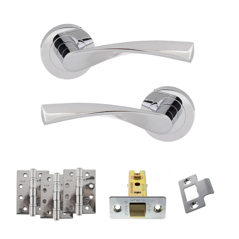 Atlantic Eco Aqua Door Handle Pack (Latch Set - 3" CE Latch, 4" Fire Rated Hinges x3)