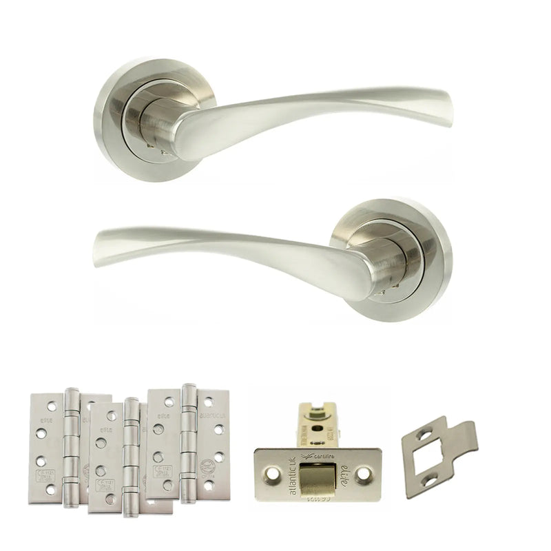 Atlantic Eco Aqua Door Handle Pack (Latch Set - 3" CE Latch, 4" Fire Rated Hinges x3)