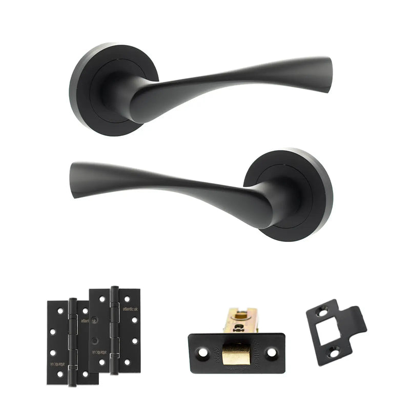 Atlantic Eco Aqua Door Handle Pack (Latch Set - 3" CE Latch, 4" Slim Knuckle Hinges x2)