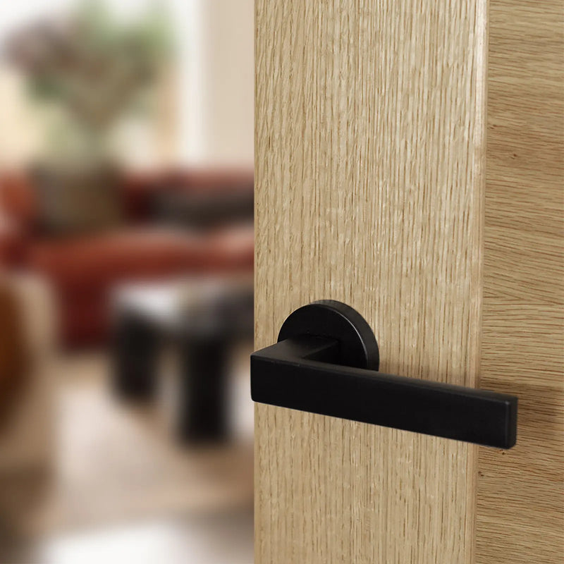 Atlantic Forme Asti Lever Door Handle on Minimal Round Rose