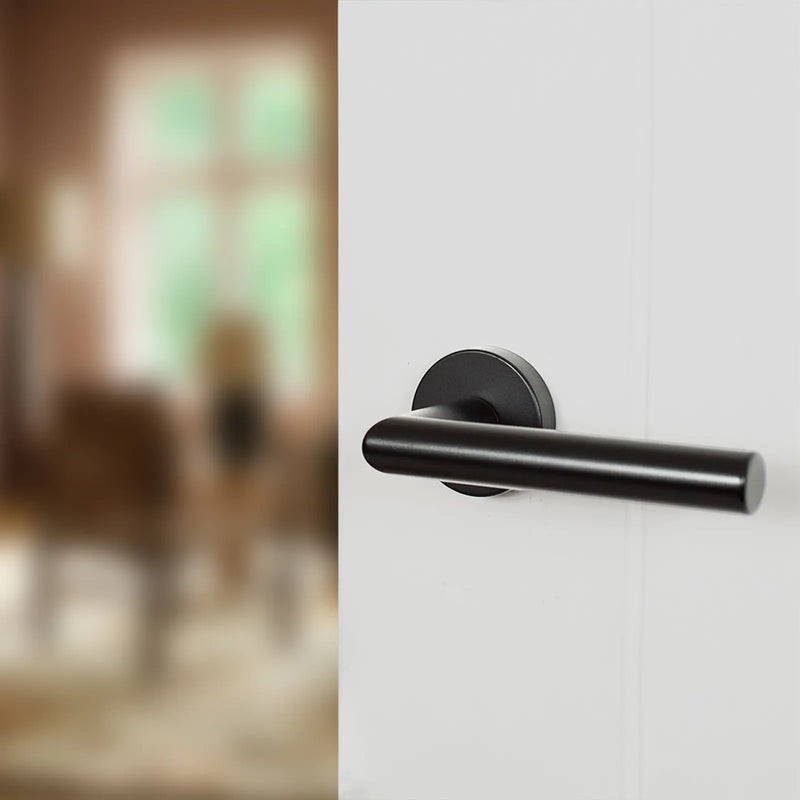 Atlantic Forme Elle Lever Door Handle on Minimal Round Rose