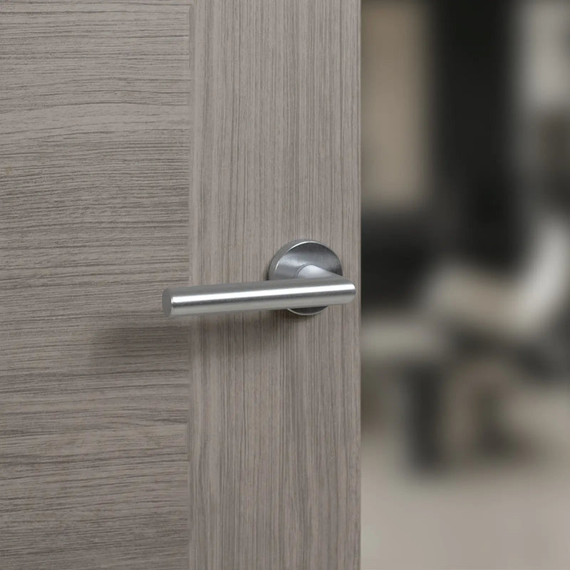 Atlantic Forme Elle Lever Door Handle on Minimal Round Rose