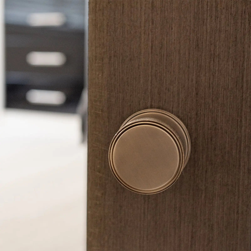Atlantic Millhouse Brass Harrison Brass Knurled Mortice Knob on Concealed Fix Rose