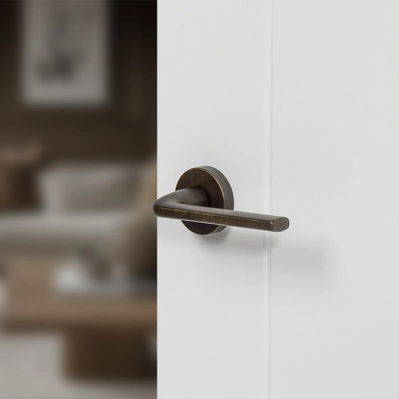 Atlantic Forme Milly Lever Door Handle on Minimal Round Rose