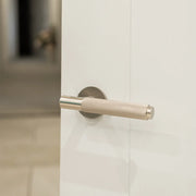 Atlantic Millhouse Brass Crompton Knurled Lever Door Handle on 5mm Slimline Round Rose