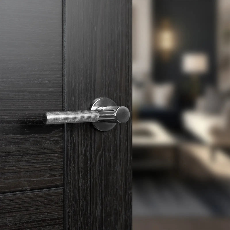 Atlantic Millhouse Brass Mason Knurled Lever Door Handle on 5mm Slimline Round Rose
