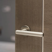 Atlantic Millhouse Brass Stephenson Knurled Lever Door Handle on 5mm Slimline Round Rose