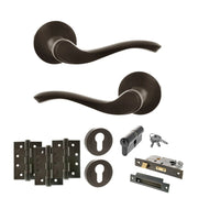 Atlantic Old English Warwick Door Handle Pack (Euro Lock Set - 3" CE Sashlock, 4" Fire Rated Hinges x3)