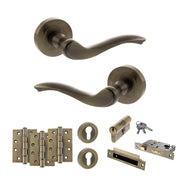 Atlantic Old English Warwick Door Handle Pack (Euro Lock Set - 2.5" CE Sashlock, 4" Fire Rated Hinges x3)