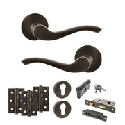 Atlantic Old English Warwick Door Handle Pack (Euro Lock Set - 3" CE Sashlock, 3" Fire Rated Hinges x3)