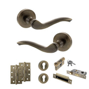 Atlantic Old English Warwick Door Handle Pack (Euro Lock Set - 2.5" CE Sashlock, 4" Slim Knuckle Hinges x2)