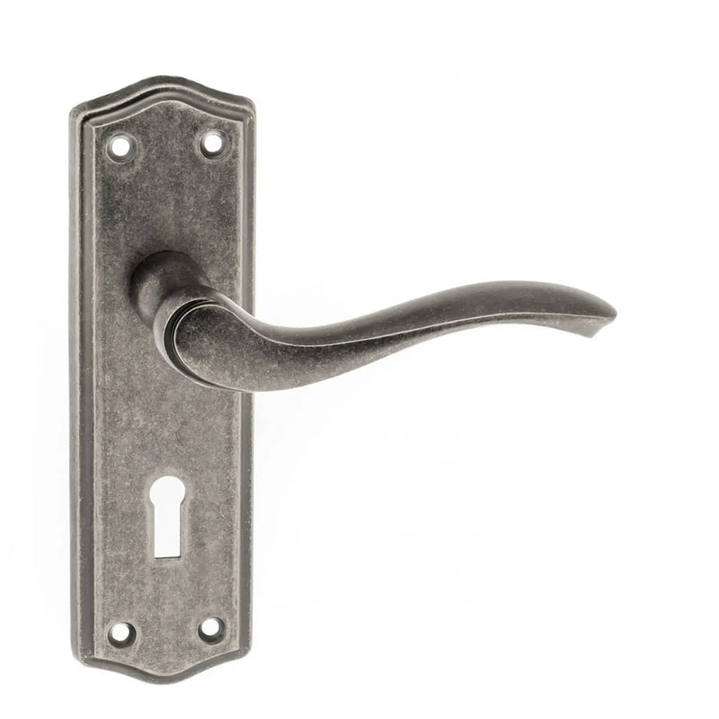 Atlantic Old English Warwick Key Lever Door Handle on Backplate