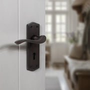 Atlantic Old English Warwick Key Lever Door Handle on Backplate
