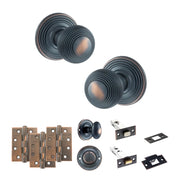 Atlantic Old English Ripon Door Knob Pack (Bathroom Set - 3" Deadbolt, 4" Fire Rated Hinges x3)