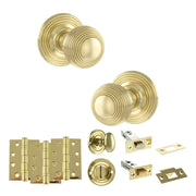 Atlantic Old English Ripon Door Knob Pack (Bathroom Set - 3" Deadbolt, 4" Fire Rated Hinges x3)