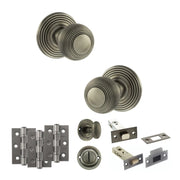 Atlantic Old English Ripon Door Knob Pack (Bathroom Set - 3" Deadbolt, 3" Fire Rated Hinges x3)