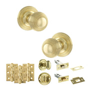 Atlantic Old English Ripon Door Knob Pack (Bathroom Set - 3" Deadbolt, 3" Fire Rated Hinges x3)