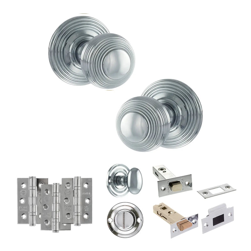 Atlantic Old English Ripon Door Knob Pack (Bathroom Set - 3" Deadbolt, 3" Fire Rated Hinges x3)