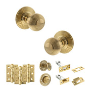 Atlantic Old English Ripon Door Knob Pack (Bathroom Set - 3" Deadbolt, 3" Fire Rated Hinges x3)