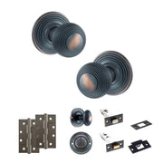 Atlantic Old English Ripon Door Knob Pack (Bathroom Set - 3" Deadbolt, 4" Slim Knuckle Hinges x2)