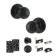 Atlantic Old English Ripon Door Knob Pack (Bathroom Set - 3" Deadbolt, 4" Slim Knuckle Hinges x2)