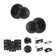 Atlantic Old English Ripon Door Knob Pack (Bathroom Set - 4" Deadbolt, 3" Fire Rated Hinges x3)